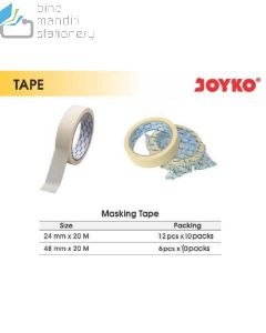 Gambar Masking Tape Joyko 24mmx20M | 48mmx20M Selotip khusus Automotif untuk cat semprot anti tembus merek Joyko